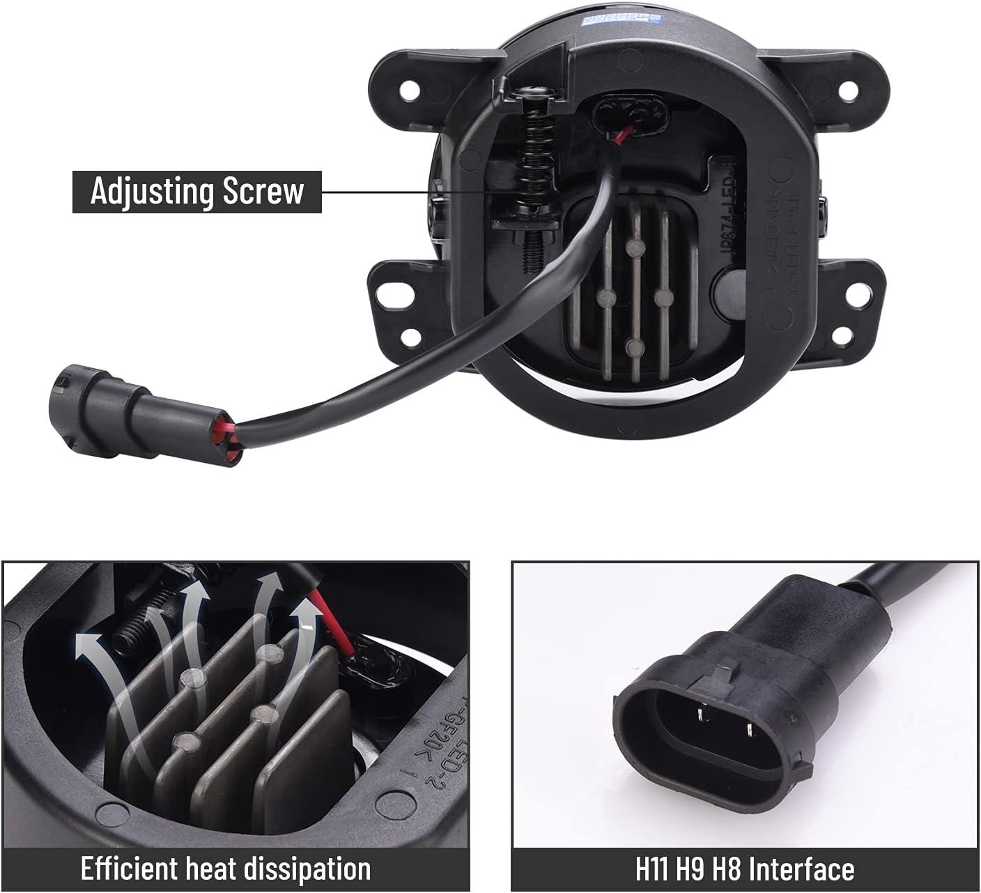 SIEMID New Generation Led Fog Lights Lamp Retrofit and Upgraded For Jeep Wrangler Grand Cherokee Renegade Dodge Journey Charger Magnum 2002 2003 2004 2005 2006 2007 2008 2009 2010 2011 2012 2013 – Bild 3