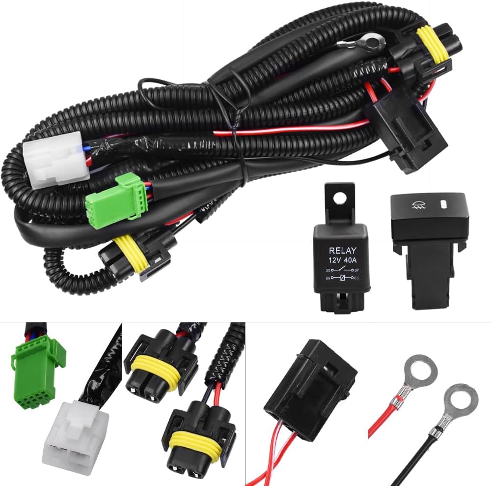 SIEMID H11 880 881 H9 Fog Light Lamp Wiring Harness Socket Wire Connector with 40A Relay & ON/Off Switch Kits Fit for LED Work Lamp Driving Lights Etc