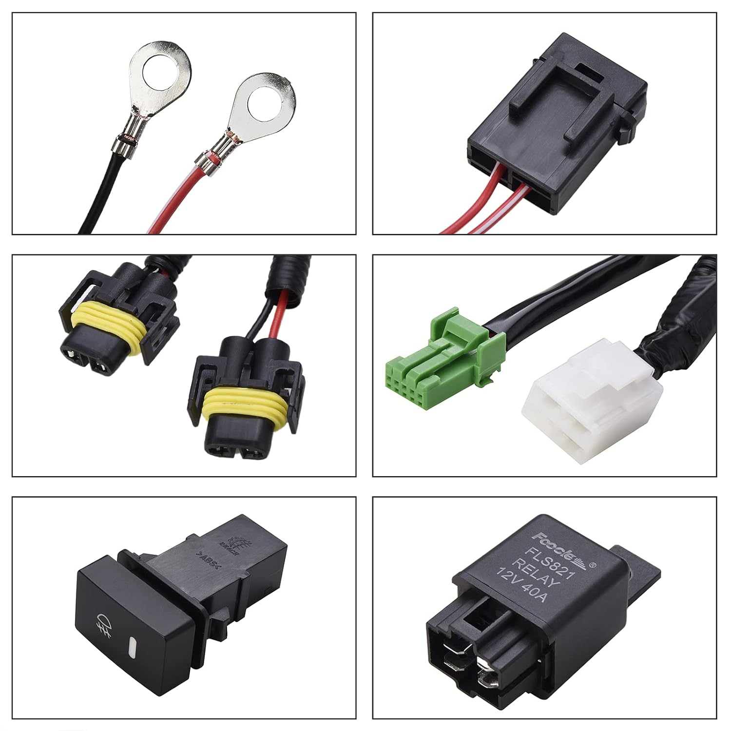 SIEMID H11 880 881 H9 Fog Light Lamp Wiring Harness Socket Wire Connector with 40A Relay & ON/Off Switch Kits Fit for LED Work Lamp Driving Lights Etc — изображение 4